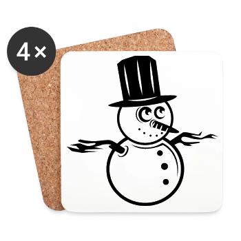 Schneemann Winter Symbol Logo icon Grafik Schnee - Untersetzer (4er-Set) - Weiß - Vorne