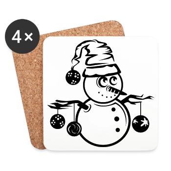 Santa Claus Symbol Grafik Illustration Weihnachten - Untersetzer (4er-Set) - Weiß - Vorne