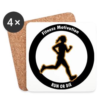 Course Silhouette de la course ou La Motivation - Dessous de verre (lot de 4) - blanc - Devant