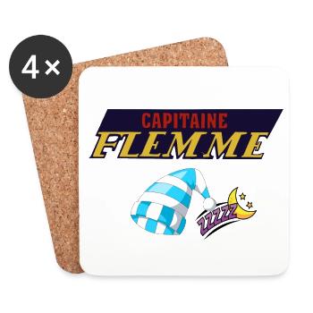 Capitaine flemme - Dessous de verre (lot de 4) - blanc - Devant