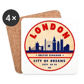 Skyline de Londres, ville de rêves - Dessous de verre (lot de 4) - blanc - Devant