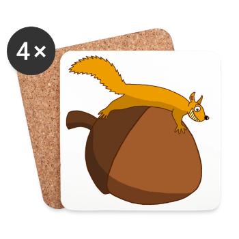 The squirrel against the glans - Coasters (set of 4) - white - Front
