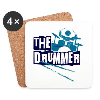 Batteur batterie " The Drummer " logo - Dessous de verre (lot de 4) - blanc - Devant
