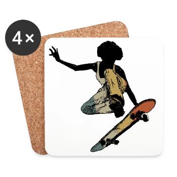Retro Skater - Untersetzer (4er-Set) - Weiß - Vorne