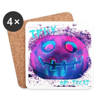 Neon Kürbis Trick Or Treat - Untersetzer (4er-Set) - Weiß - Vorne
