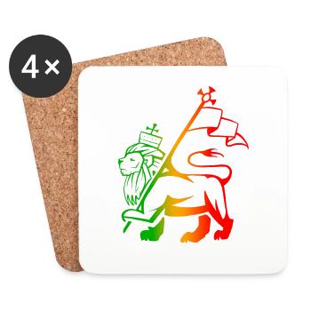 Rasta lion - Dessous de verre (lot de 4) - blanc - Devant