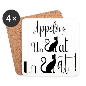 cat - Coasters (set of 4) - white - Front