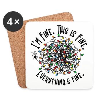 Funny Christmas - I'm Fine. This is Fun. Everythin - Coasters (set of 4) - white - Front