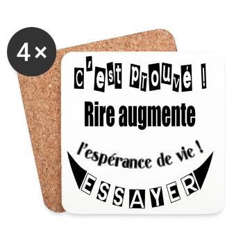 rire - Dessous de verre (lot de 4) - blanc - Devant