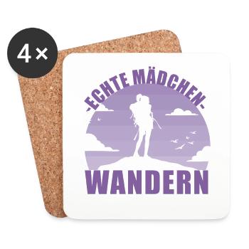 Wandern Mädchen Hobby Wanderung Berge Geschenk - Untersetzer (4er-Set) - Weiß - Vorne