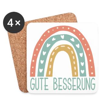 Gute Besserung - Krankenhaus Aufenthalt REGENBOGEN - Untersetzer (4er-Set) - Weiß - Vorne
