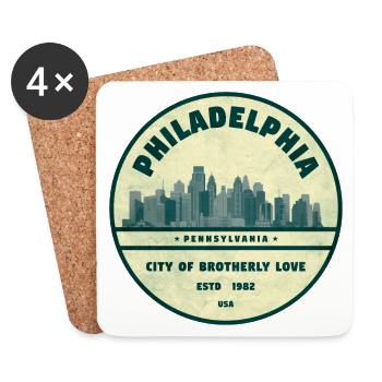 Philadelphia Skyline Abzeichen - Untersetzer (4er-Set) - Weiß - Vorne