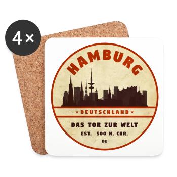 Hamburg Skyline Vintage Circle - Coasters (set of 4) - white - Front