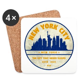 New York Skyline Vintage Badge - Coasters (set of 4) - white - Front
