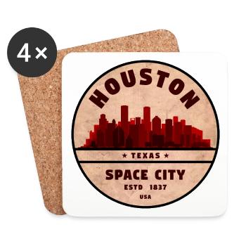 Houston Skyline Vintage Abzeichen - Untersetzer (4er-Set) - Weiß - Vorne