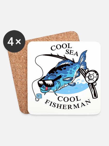 Coole Angler - Untersetzer (4er-Set) - Weiß