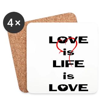 Liebe ist Leben ist Liebe - Untersetzer (4er-Set) - Weiß - Vorne