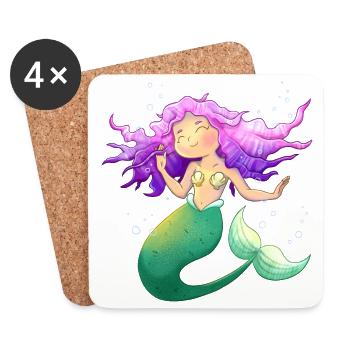Little Mermaid Sea Girl Design - Coasters (set of 4) - white - Front
