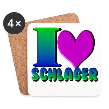 Schlager Party , Schlager Musik , Love Schlager - Untersetzer (4er-Set) - Weiß - Vorne