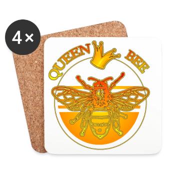 queen bee - Bienenkönigin Biene & goldene Krone - Untersetzer (4er-Set) - Weiß - Vorne