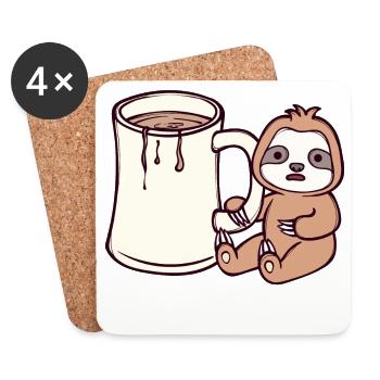 Jungle Lazy Sloth Late riser Tired Animal - Coasters (set of 4) - white - Front