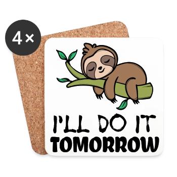 Lazy Animal Sloth Sleeping Statement Jungle - Coasters (set of 4) - white - Front