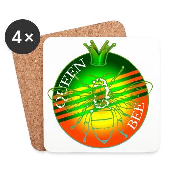 queen bee - Bienenkönigin Biene & Krone - Untersetzer (4er-Set) - Weiß - Vorne