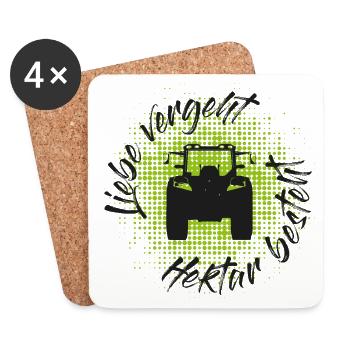 Liebe vergeht - Hektar besteht, Traktor, Landwirt - Untersetzer (4er-Set) - Weiß - Vorne