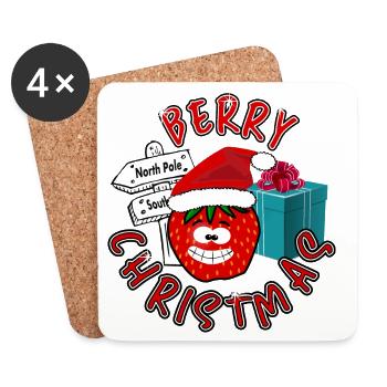 Sweet berries Christmas - Coasters (set of 4) - white - Front