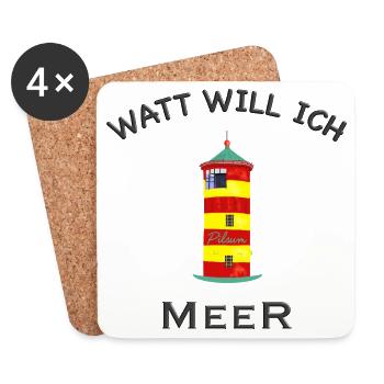 Pilsum, Watt will ich Meer, Nordsee, Urlaub - Untersetzer (4er-Set) - Weiß - Vorne