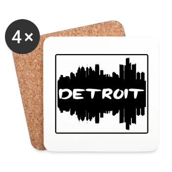 Detroit Michigan Usa Skyline Silhouette Travel Sou - Coasters (set of 4) - white - Front