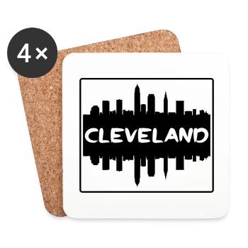 Cleveland Ohio Usa Skyline Silhouette Travel Souve - Coasters (set of 4) - white - Front