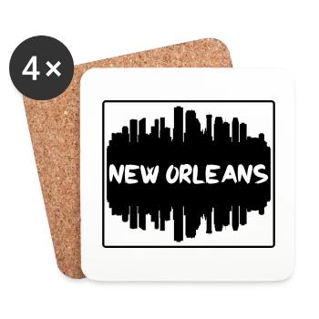 Nouvelle-Orléans Louisiane États-Unis Skyline Silhouette Trave - Dessous de verre (lot de 4) - blanc - Devant
