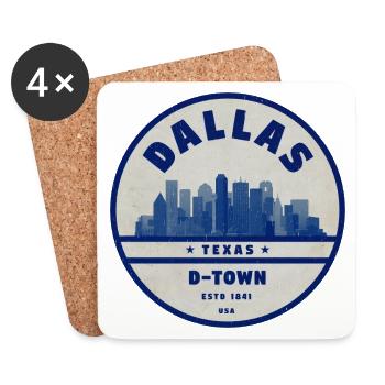 Dallas Skyline DTown Vintage Badge - Coasters (set of 4) - white - Front