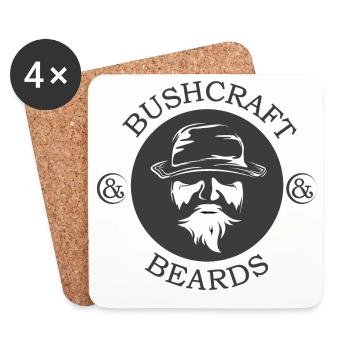 Bushcraft barbe barbe symbole forêt personne forêt nature - Dessous de verre (lot de 4) - blanc - Devant