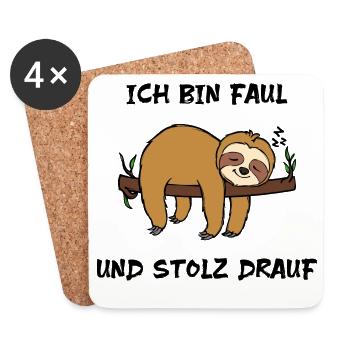 Schlafen Statement Dschungel Faultier Faul Tier - Untersetzer (4er-Set) - Weiß - Vorne