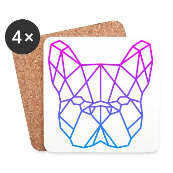 Geometrischer Bulldog Neon Gradient - Untersetzer (4er-Set) - Weiß - Vorne