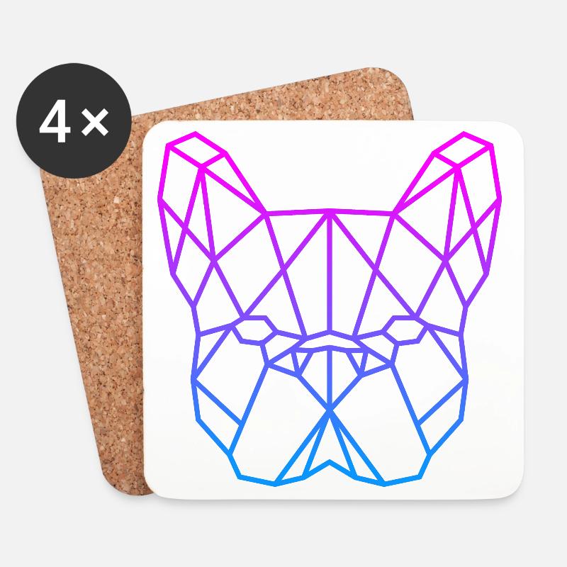 Geometrischer Bulldog Neon Gradient - Untersetzer (4er-Set) - Weiß