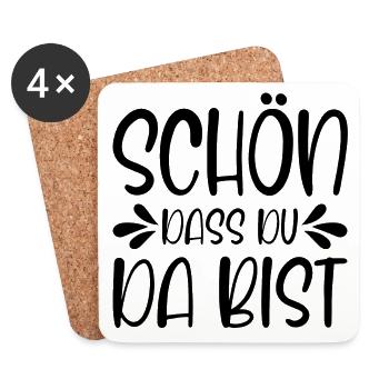 Schön dass du da bist - Untersetzer (4er-Set) - Weiß - Vorne
