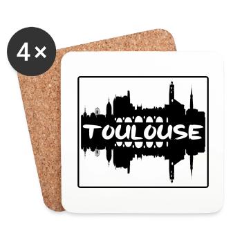 Toulouse France Skyline Silhouette Souvenir de Voyage - Dessous de verre (lot de 4) - blanc - Devant