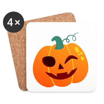 Kürbis Winker Halloween Cartoon - Untersetzer (4er-Set) - Weiß - Vorne