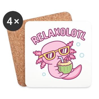 Süß Chillen Axolotl Relaxolotl Relax Viel - Untersetzer (4er-Set) - Weiß - Vorne