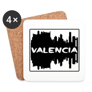 Valencia Spain Skyline Silhouette Travel Souvenir - Coasters (set of 4) - white - Front