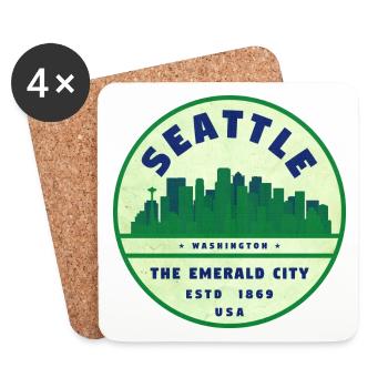 Emerald City Seattle Vintage Badge - Untersetzer (4er-Set) - Weiß - Vorne
