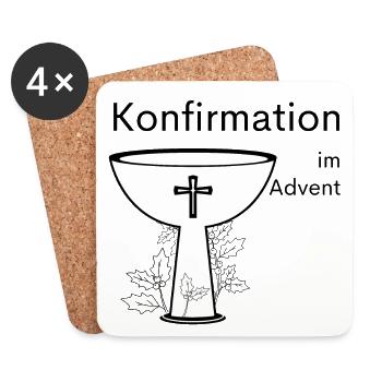 Konfirmation im Advent Abendmahl Stechpalme Symbol - Untersetzer (4er-Set) - Weiß - Vorne