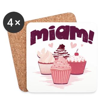 Miam des cupcakes ! - Dessous de verre (lot de 4) - blanc - Devant