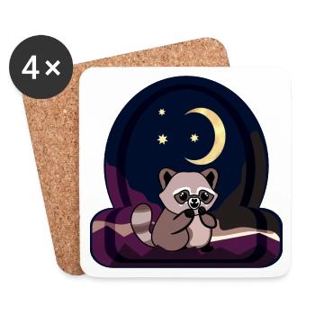 RACCOON - CRESCENT MOON - Coasters (set of 4) - white - Front