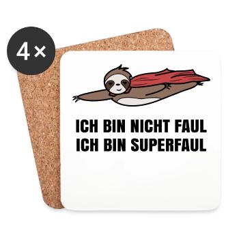 Mammal Humorous Zoo Sloth Statement Lazy - Coasters (set of 4) - white - Front