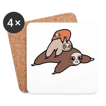 mammal lazy animal sloth sleep tired - Coasters (set of 4) - white - Front