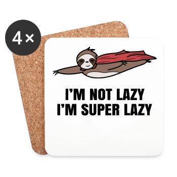 Sloth Humorous Animal Statement Lazy Zoo - Coasters (set of 4) - white - Front